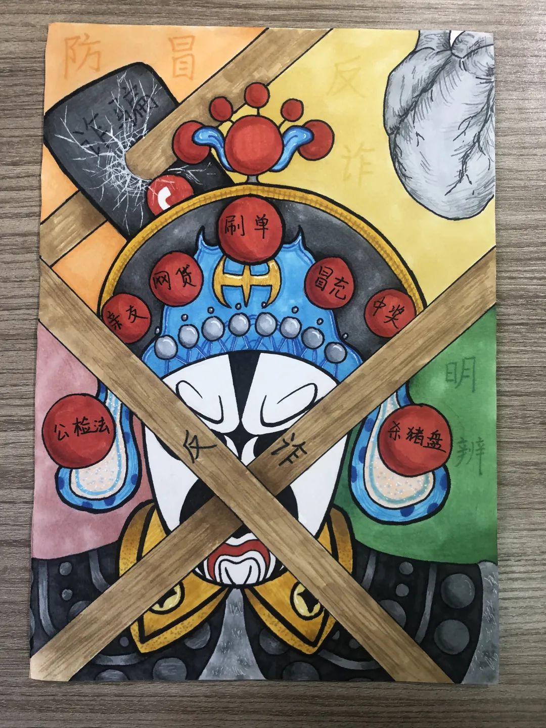 反电信诈骗儿童绘画简单又漂亮