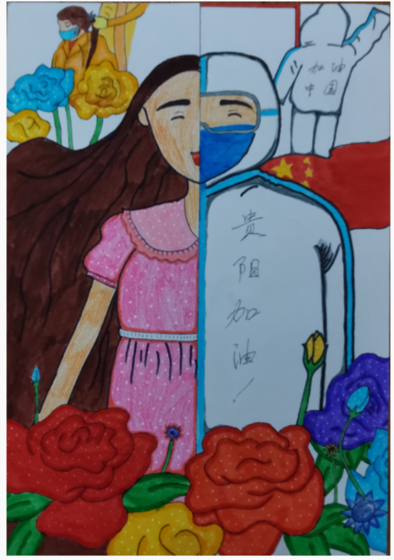“抗疫中的最美妈妈”儿童画小学