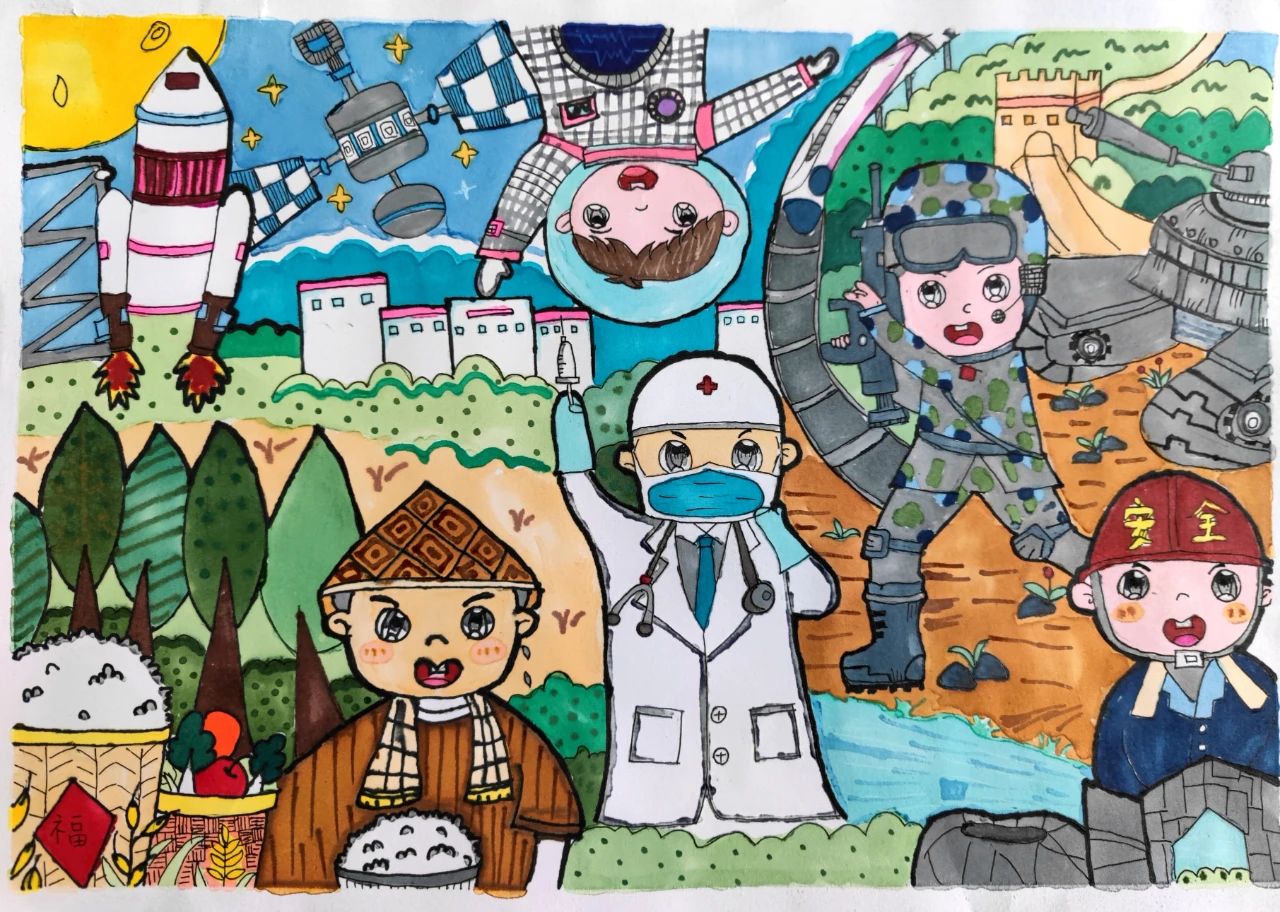 疫情中的五一儿童绘画作品