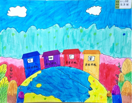 《做好垃圾分类 让地球更美》主题儿童画漂亮