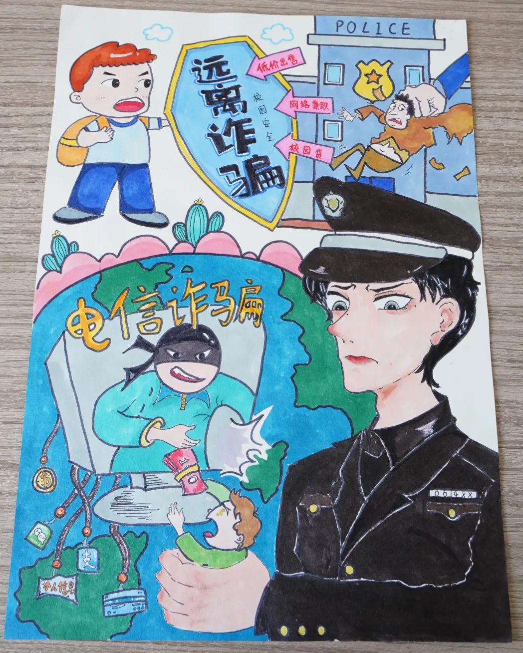 小学生“防范电信网络诈骗”主题绘画