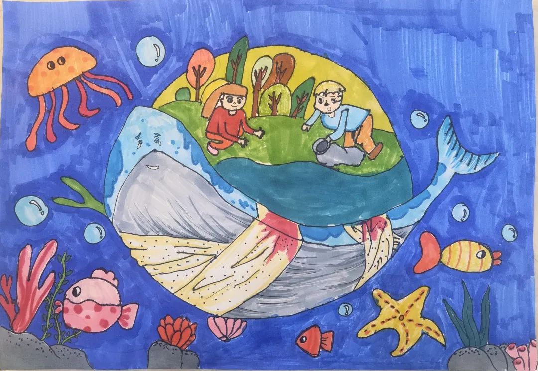 “人类要生存 环境要保护”儿童画参赛作品