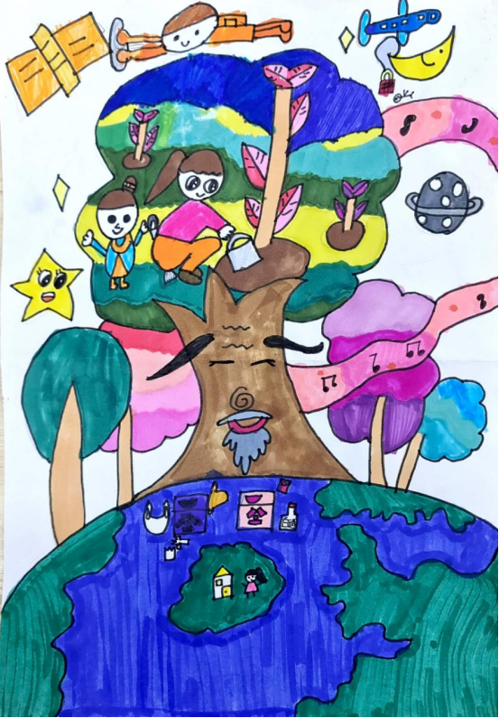 “植树造林 争当地球小卫士”儿童画画图片