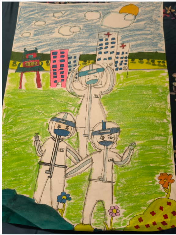 疫情防护宣传儿童画小学生作品