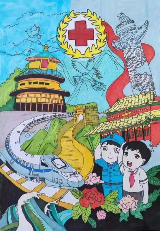 “红领巾向党 献礼青年节”儿童画绘画作品大全
