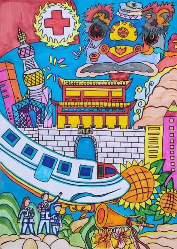 “强国复兴有我”五四青年节儿童画