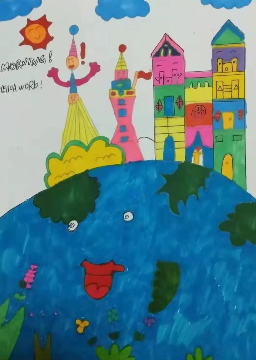 幼儿园世界地球日绘画作品