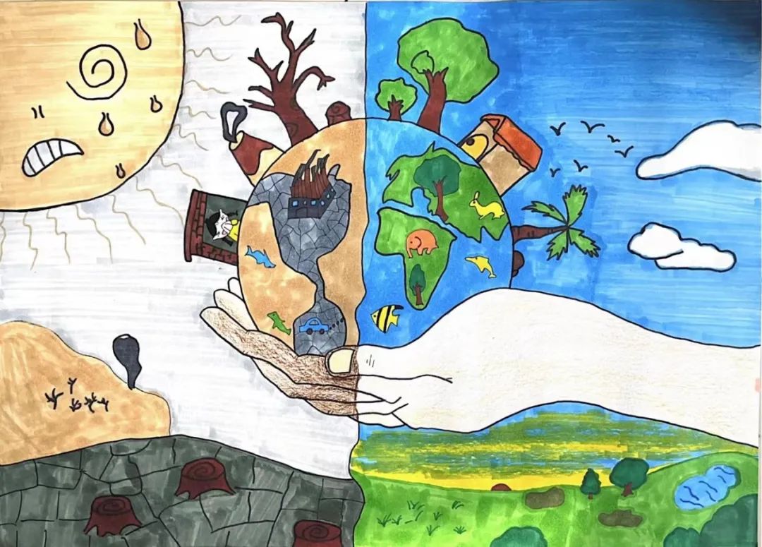 六年级世界地球日主题画作品