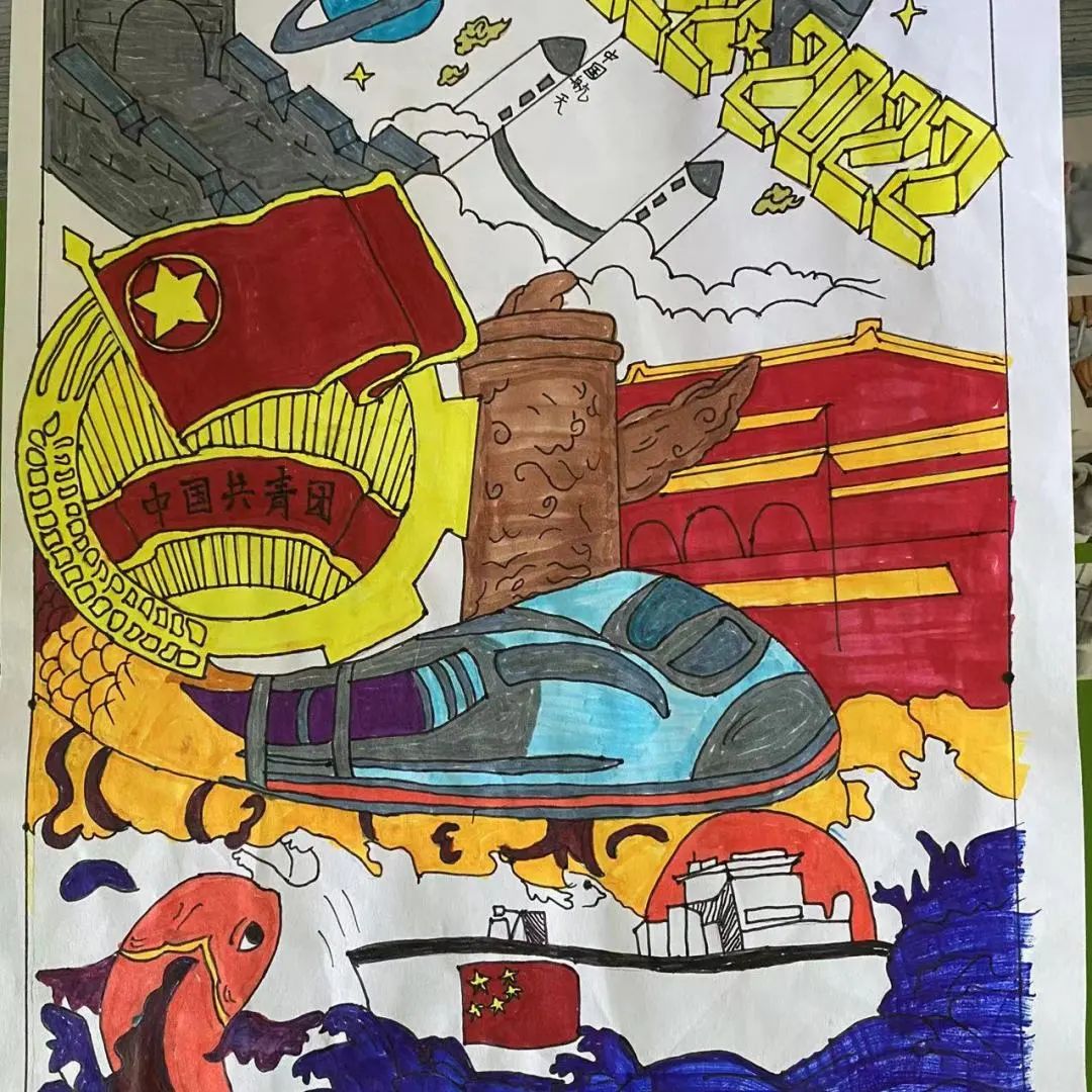 2023五四青年节绘画图片