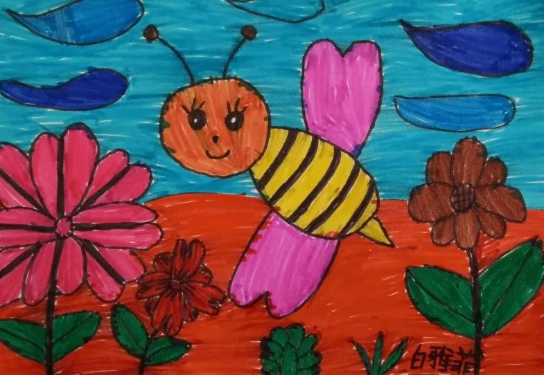 《勤劳的小蜜蜂》五一劳动节儿童画