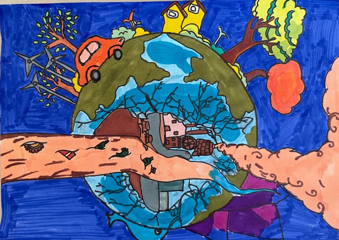 “低碳生活 保护地球”世界地球日绘画四年级 小学