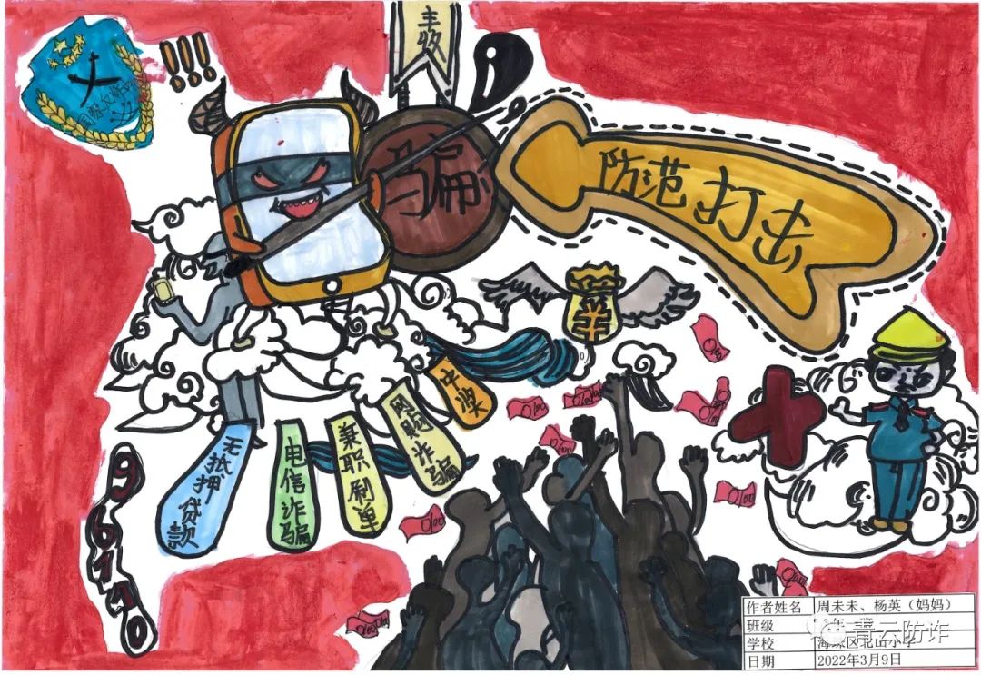 “预防诈骗 从我做起”儿童画二年级作品
