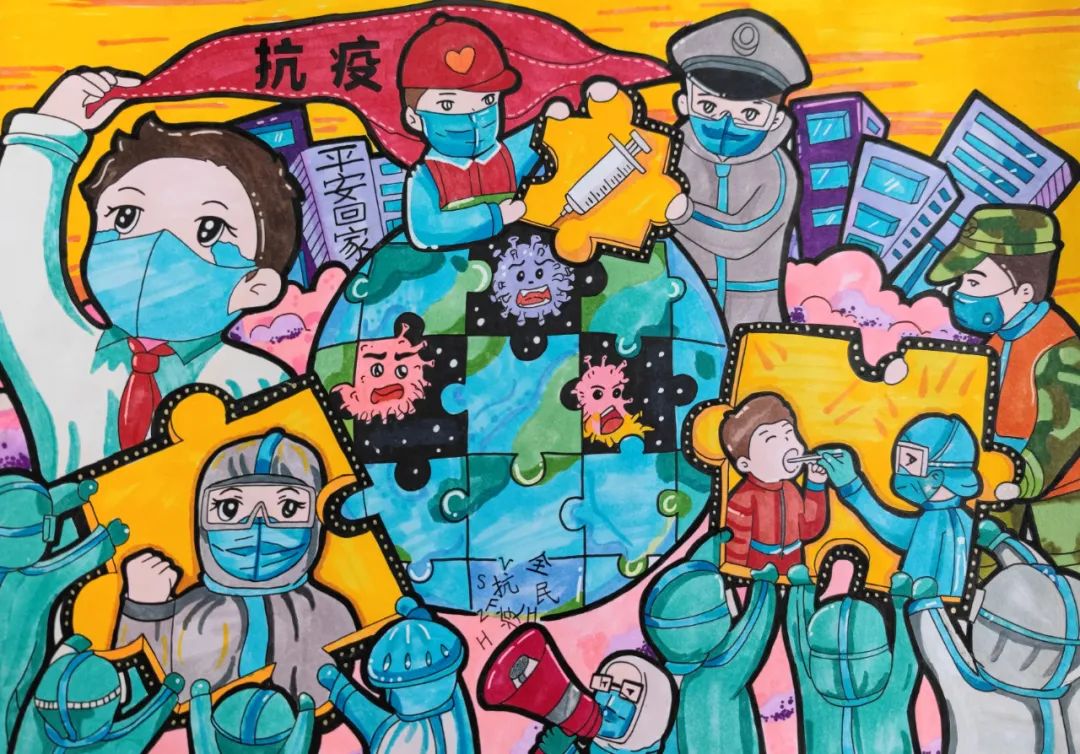 “迎五一 抗疫情”主题绘画作品