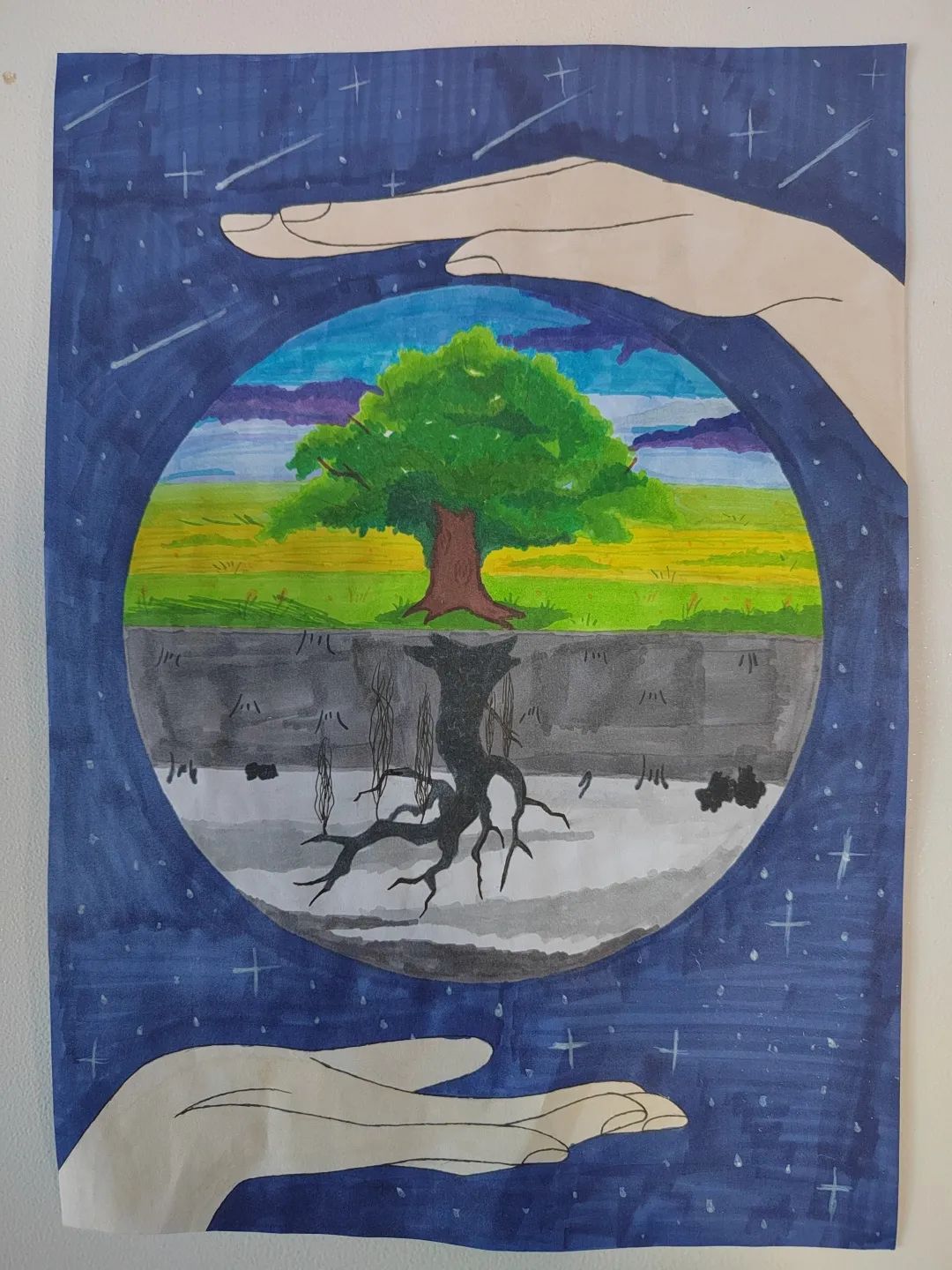 世界地球日环保儿童画创意作品