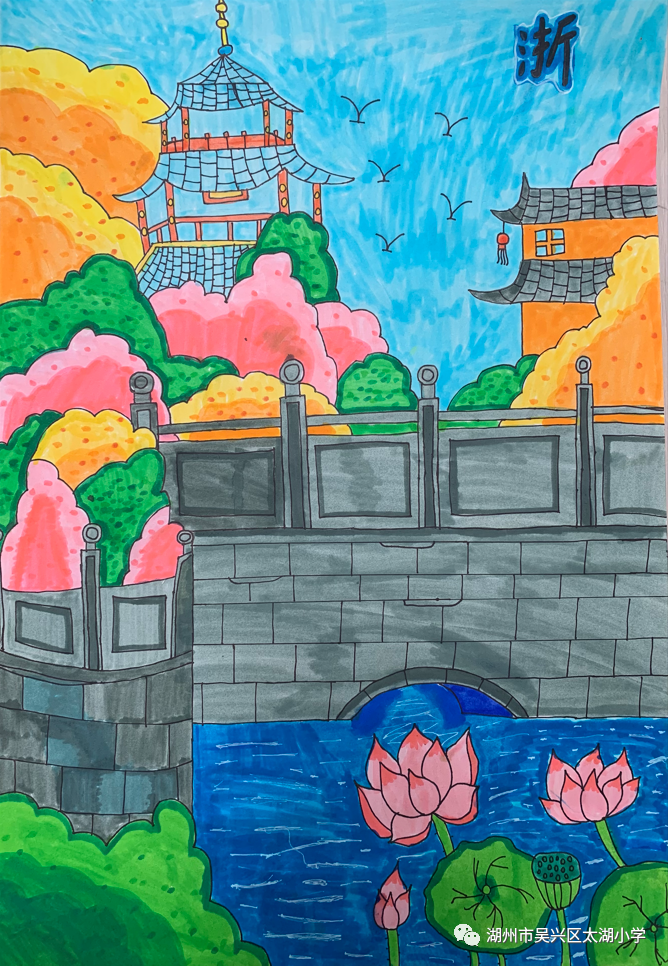 五年级《我的家乡》绘画展示作品