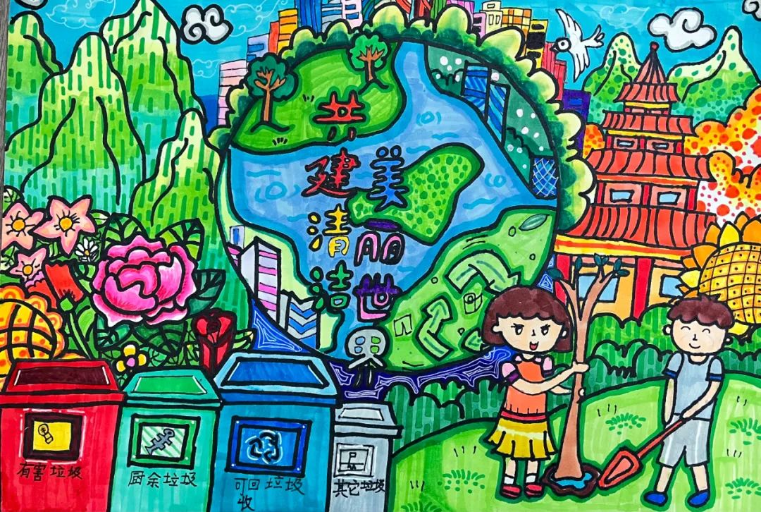 共建清洁美丽世界儿童画简单又好看（精选）