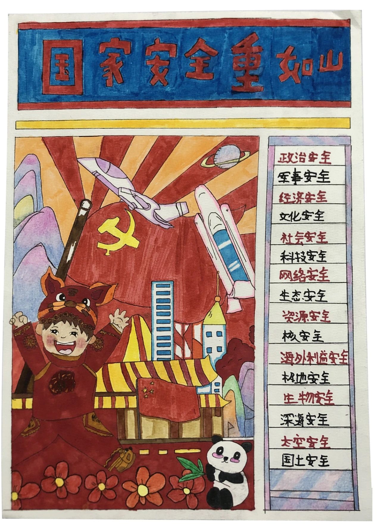 "4·15"全民国家安全教育日儿童画《国家安全重如山》