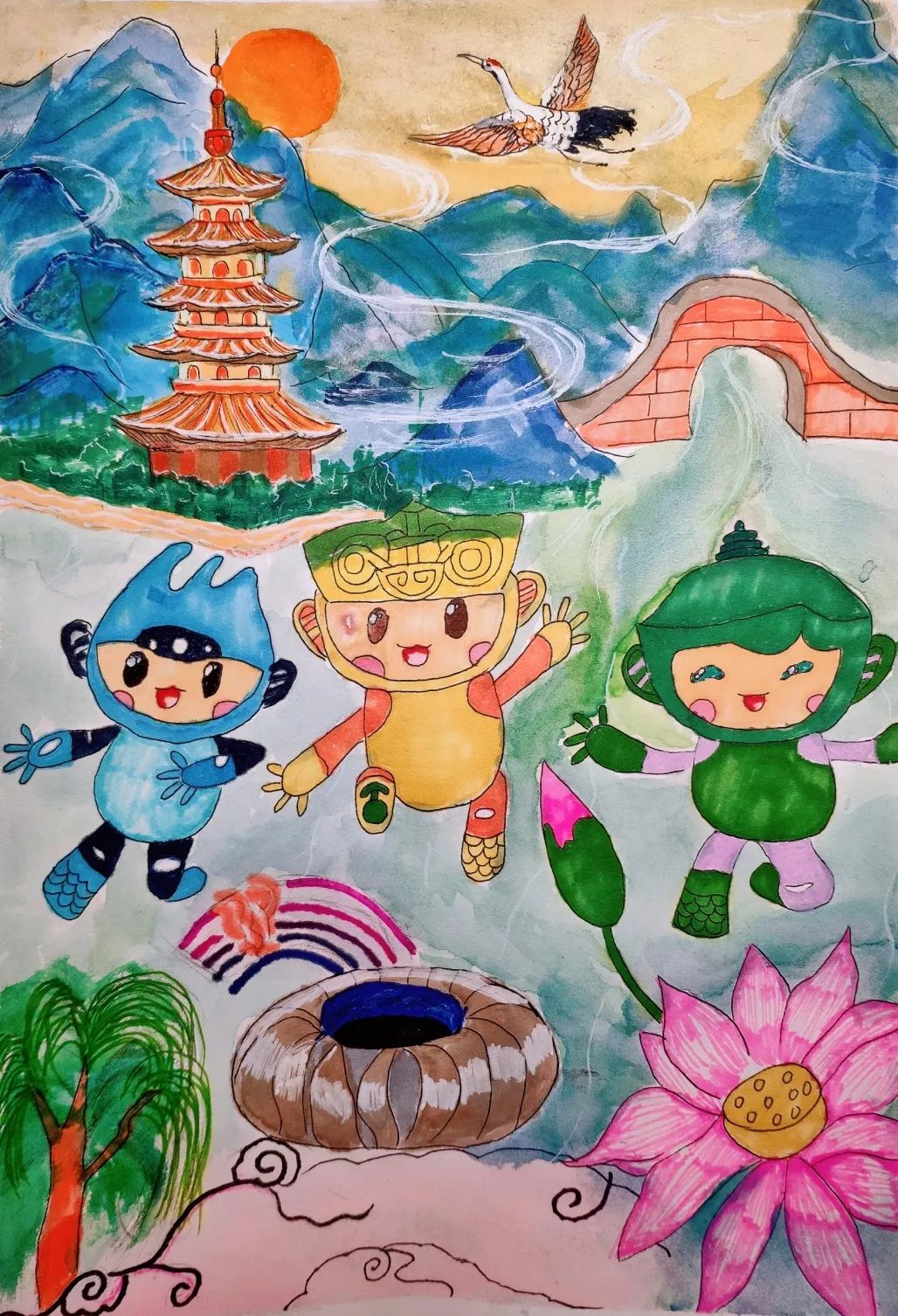 亚运会关于吉祥物的绘画作品