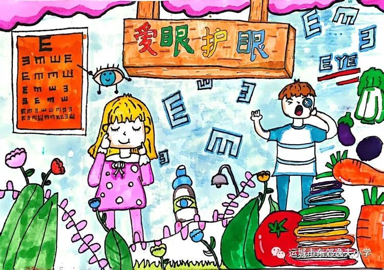“光明的未来 从爱眼护眼开始”的儿童画作品