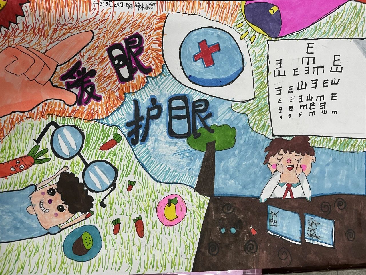 爱眼护眼保护视力主题儿童画