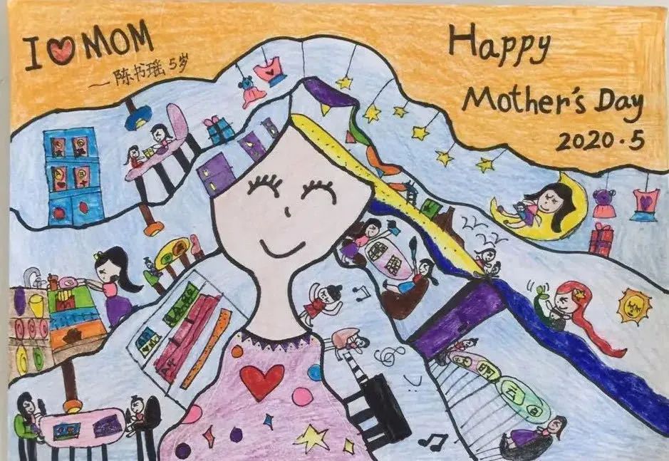  happy mother's day 母亲节幼儿园画画作品