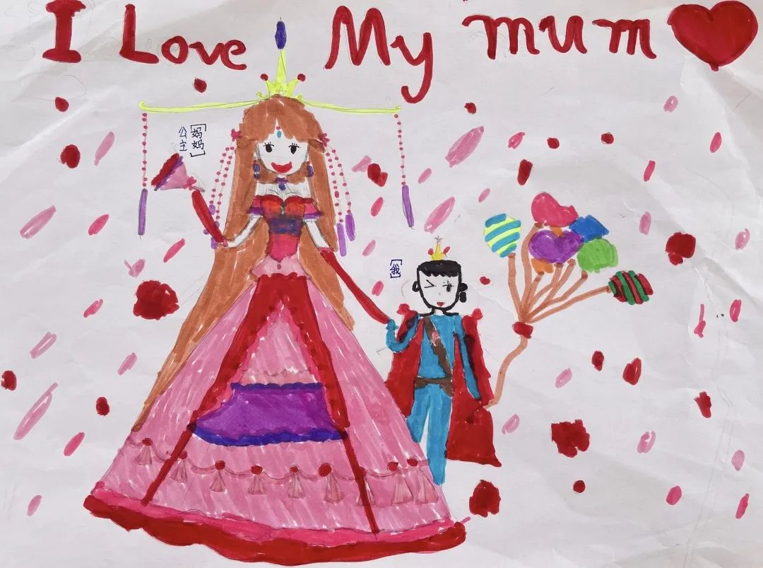 《我的公主妈妈》主题绘画幼儿园大班作品