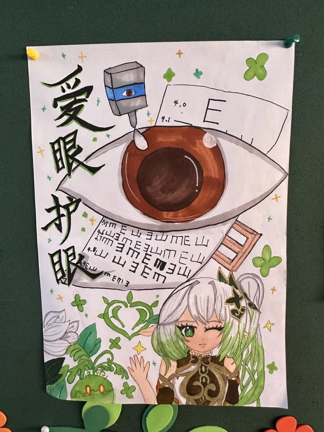 “保护眼睛 防治近视弱视”爱眼日儿童画