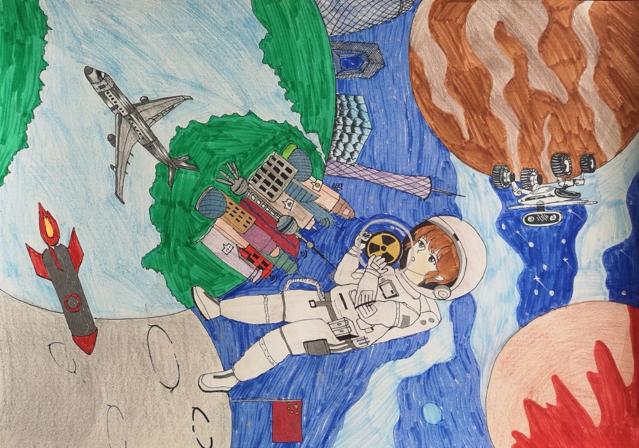 小学生航天科技主题国家安全绘画