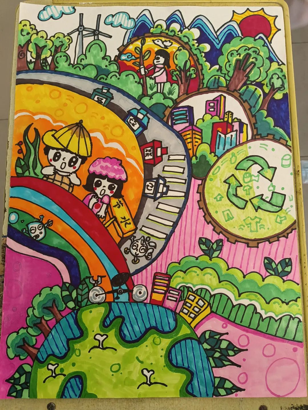“保护环境 爱护地球家园”绘画简单又好看