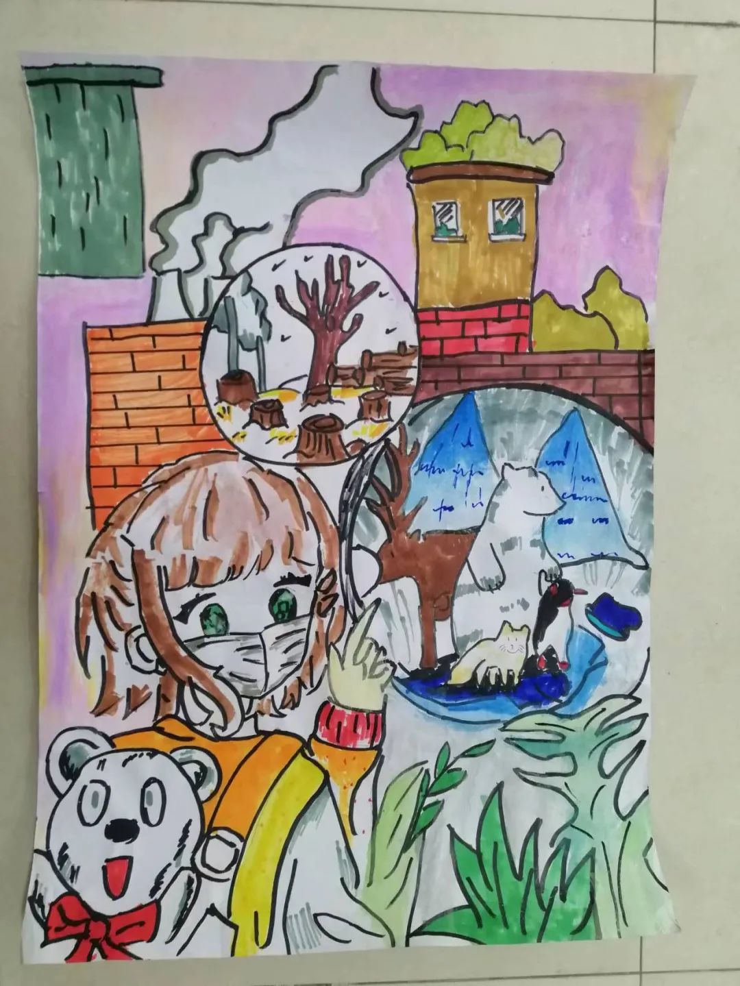 “关爱地球 刻不容缓”世界环境日的儿童画