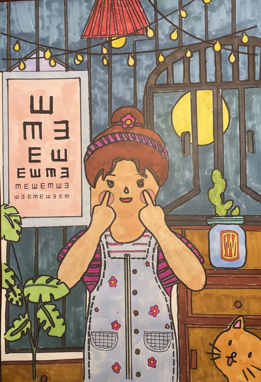 “保护视力 勤做眼保健操”儿童画