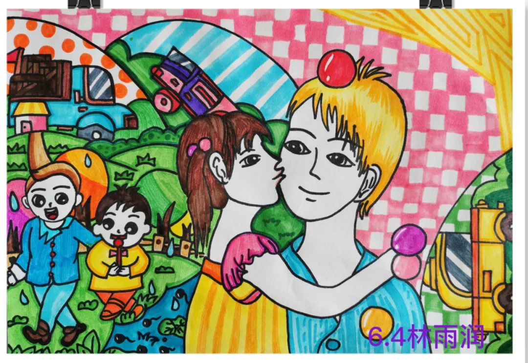 “我爱爸爸”儿童绘画作品 六年级