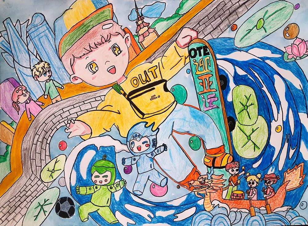 《龙舟竞渡 喜迎亚运》优秀绘画作品展示