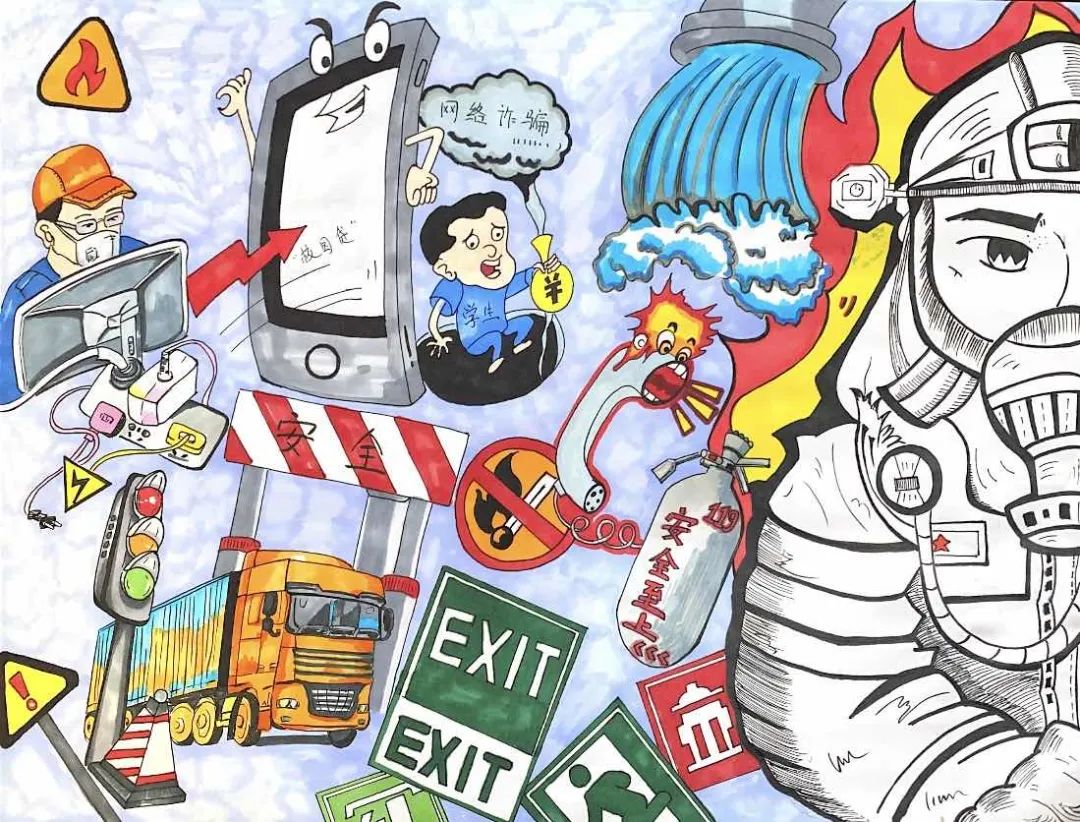 关于国家安全绘画图片《网络安全》