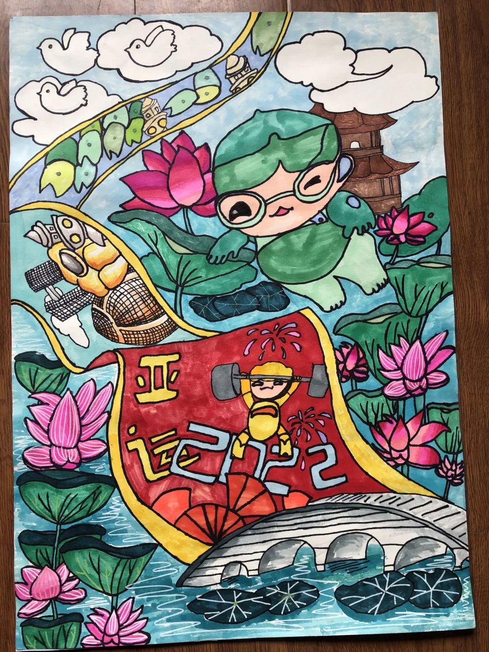 四年级杭州亚运会主题绘画作品简单有趣