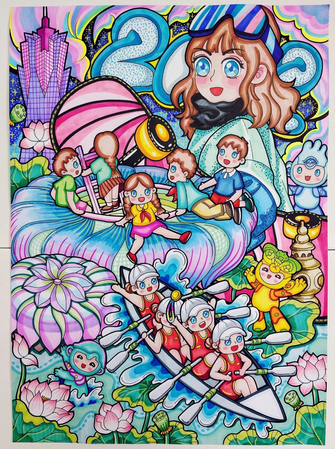 漂亮的杭州亚运会主题儿童绘画作品
