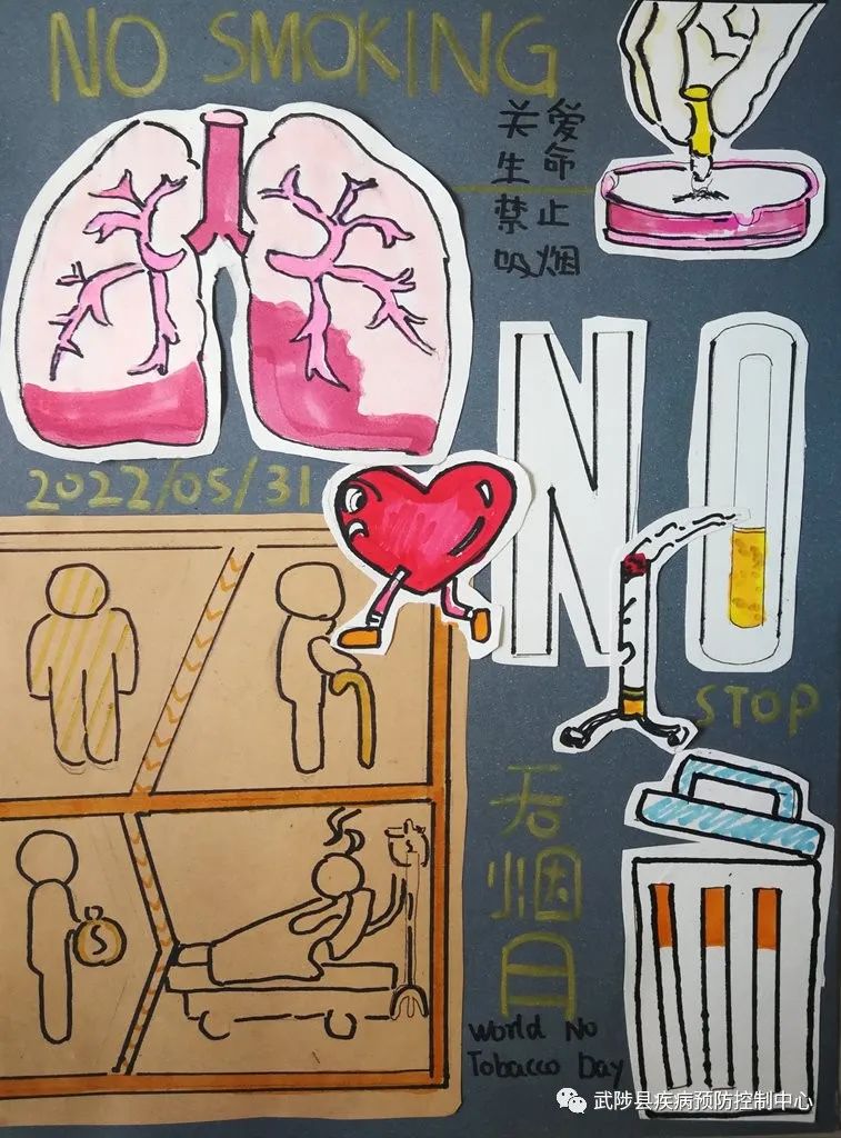 “关爱生命 禁止吸烟”绘画简单好看