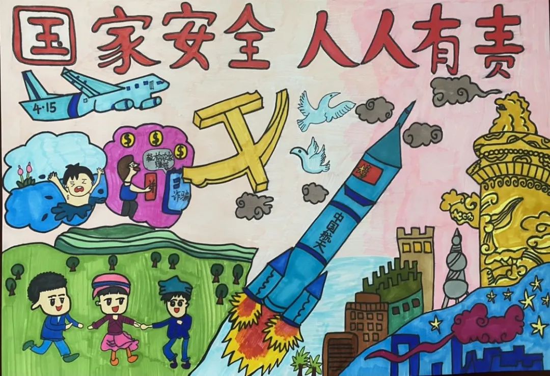 怎么画国家安全人人有责的儿童画简单漂亮