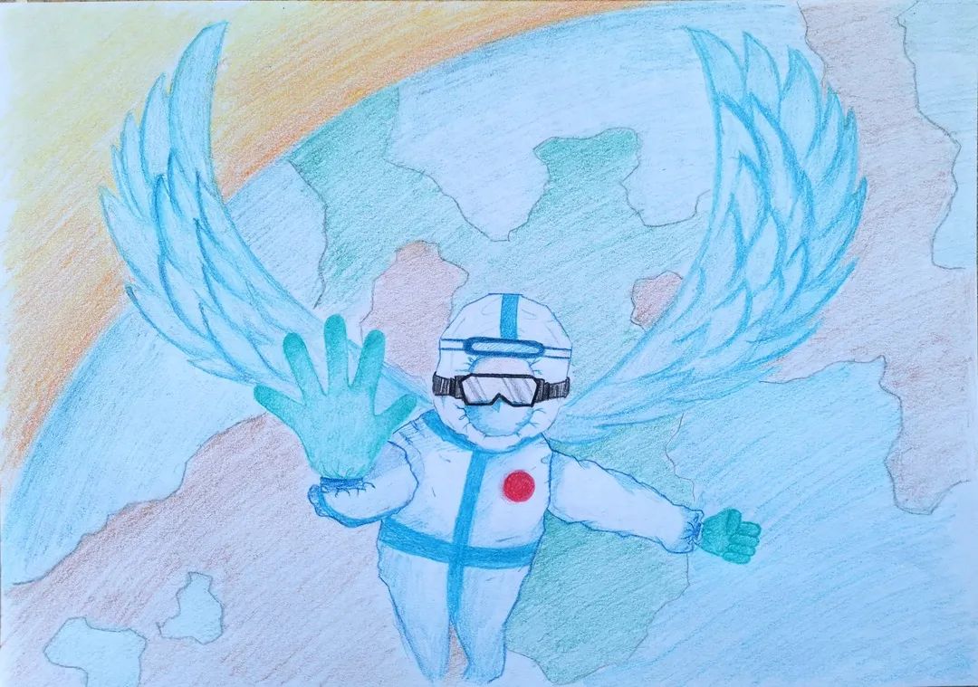 八年级致敬逆行者的儿童绘画图片