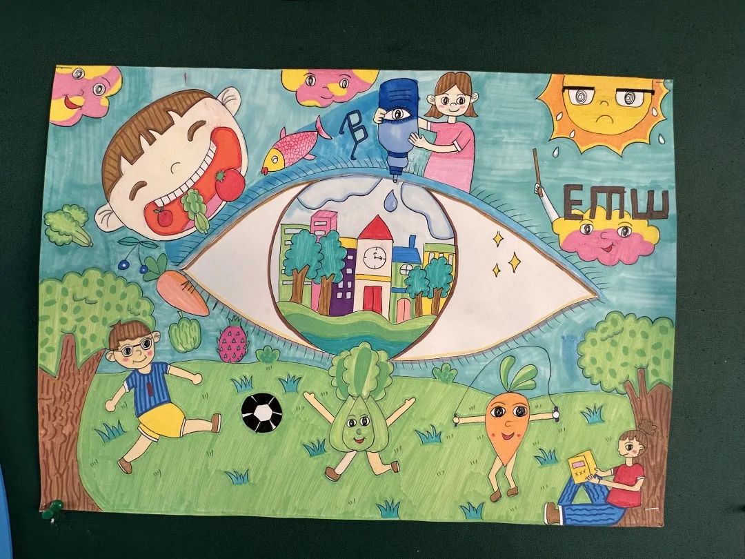 爱眼护眼创意绘画二等奖作品