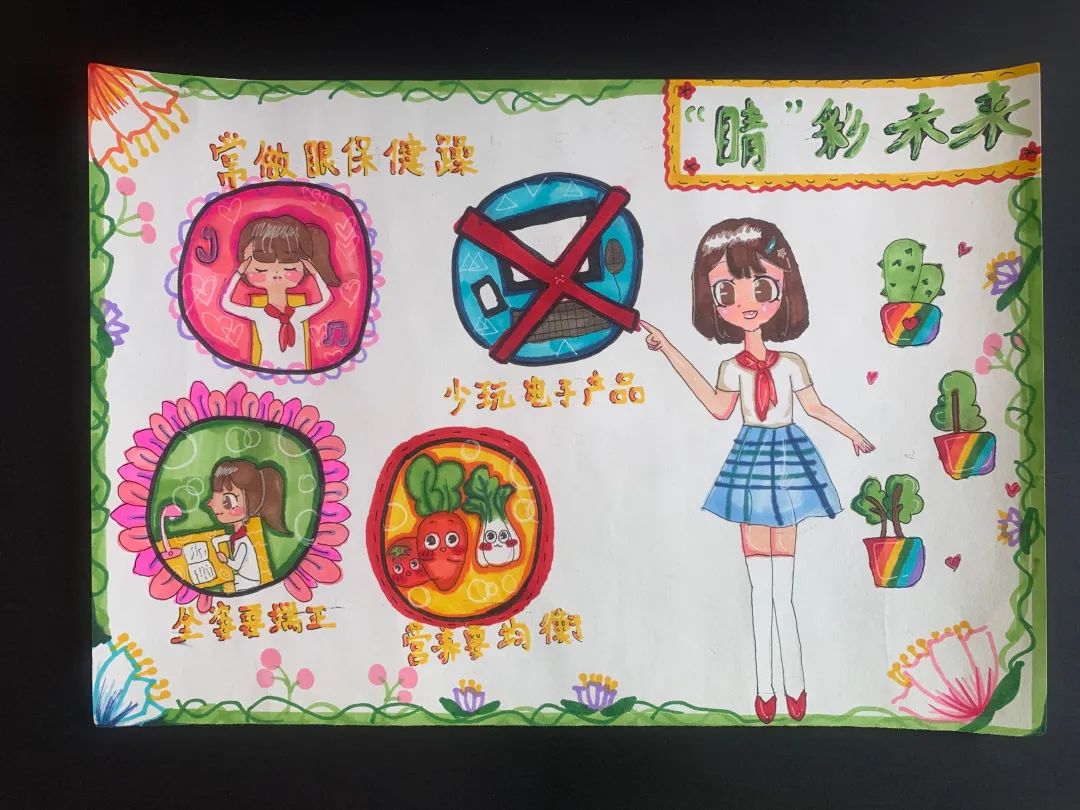 “小眼睛大世界”爱眼日主题绘画小学四年级作品