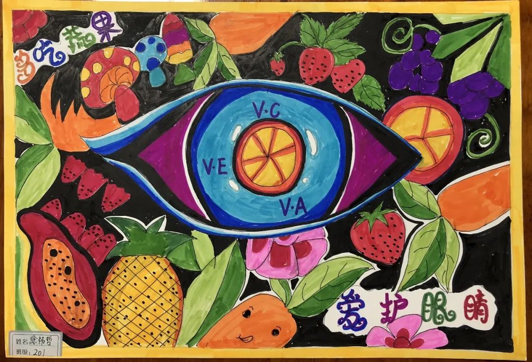 “爱护眼睛 补充维生素”爱眼日绘画作品