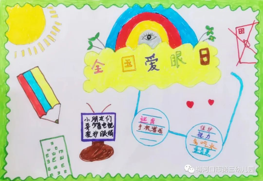 简单易学爱护自己的眼睛儿童画