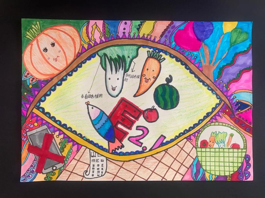 “爱眼日 保护眼睛里的绿色世界”儿童画