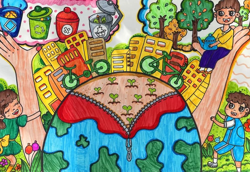“低碳环保 绿色出行”儿童画优秀作品