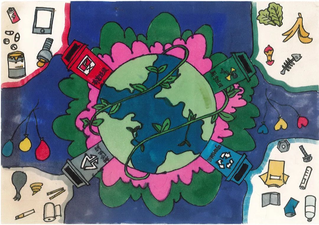 "垃圾分类 共建美好家园"绘画作品优秀