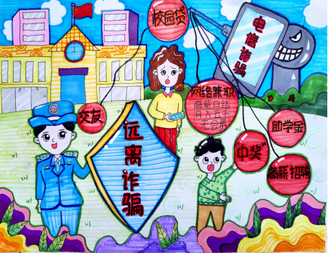 防电信诈骗校园贷绘画比赛作品展示精选