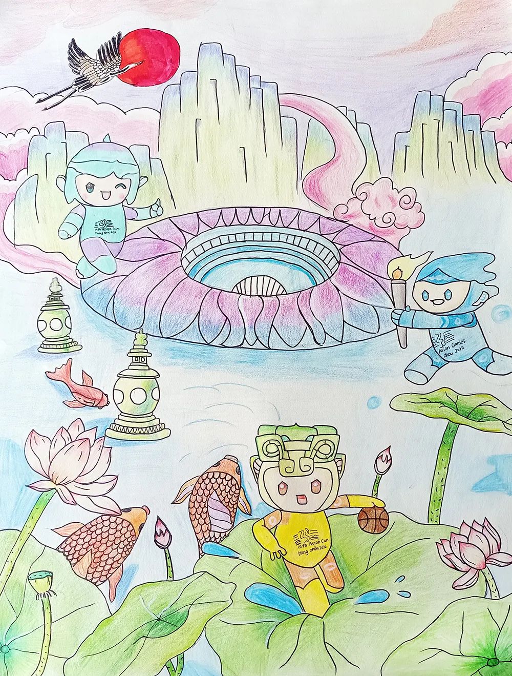 喜迎亚运会主题绘画科幻画作品展示
