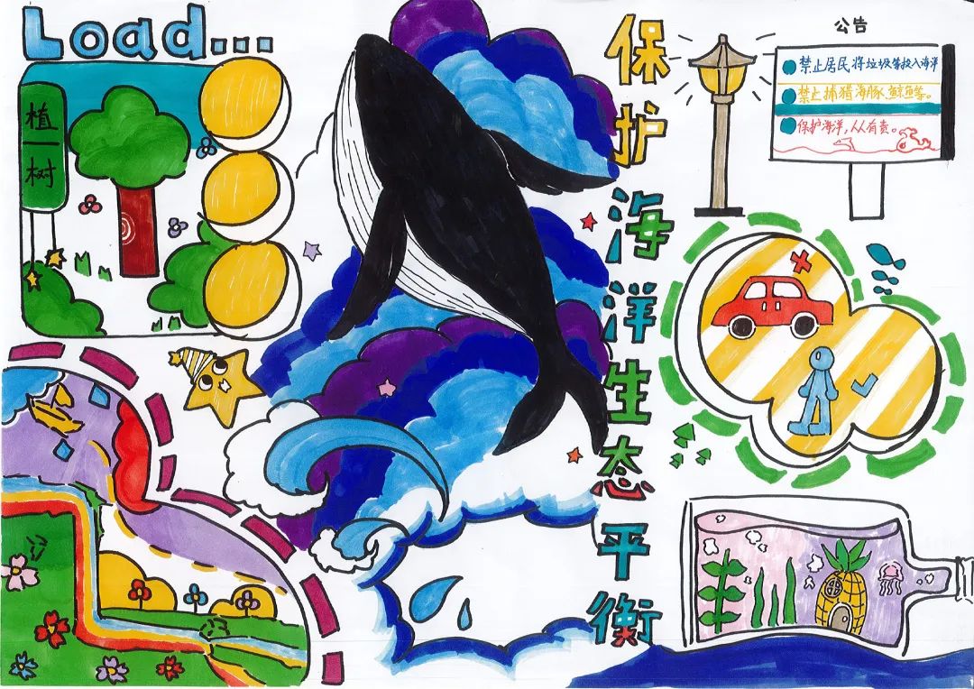 《保护海洋生态平衡》世界环境日绘画
