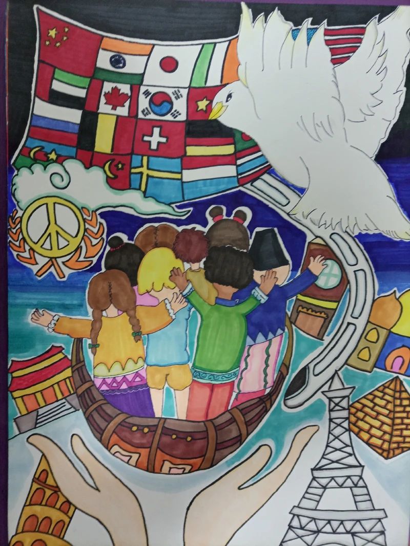 “和平世界 和谐生活”儿童画画图片